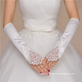 Women bridal wedding satin elbow high quality wedding lace gloves